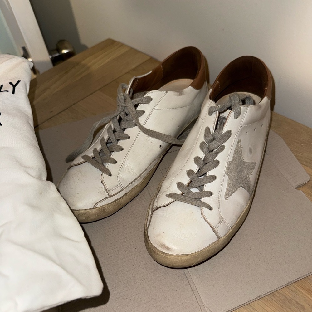 Golden Goose White and Gray Sneakers